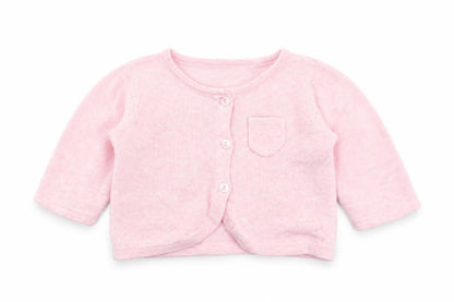 Front view of Gap girls’ pink cardigan jumper, size 0-3, months