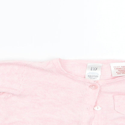 Close-up detail of Gap girls’ pink cardigan jumper, size 0-3, months
