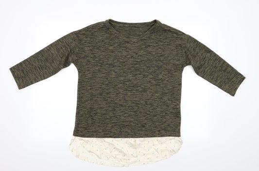Marks Womens Green Floral  Pullover Jumper Size 10  - Shirt Style Hem