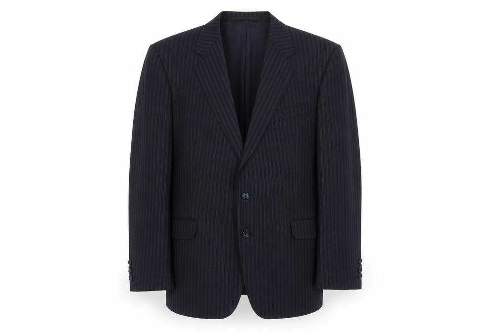 Preworn Mens Black Striped  Jacket Suit Jacket Size 42