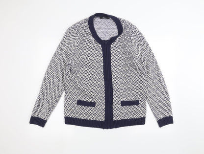 Bonmarché Womens White Full Zip Jumper Size M