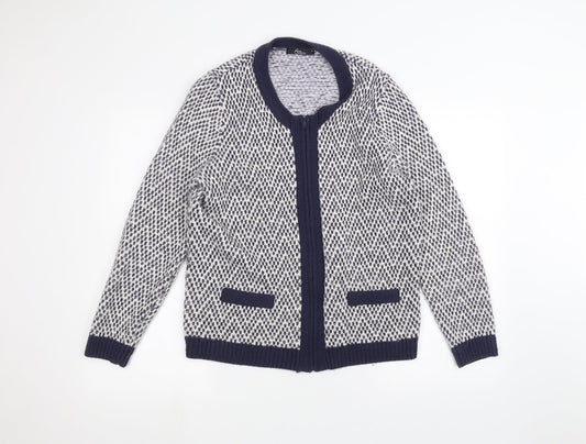 BM Womens White   Full Zip Jumper Size M