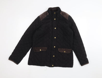 Additional front view of Papaya women’s black pea coat coat, size UK 10