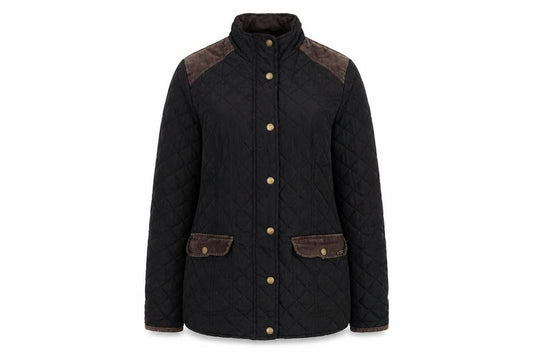 Front view of Papaya women’s black pea coat coat, size UK 10