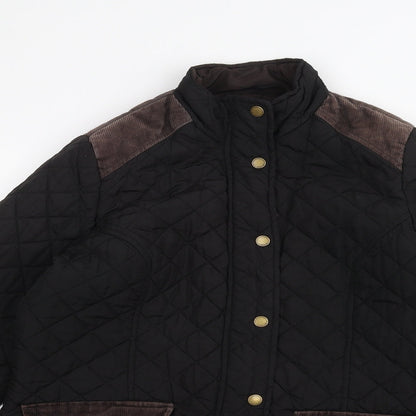 Close-up detail of Papaya women’s black pea coat coat, size UK 10
