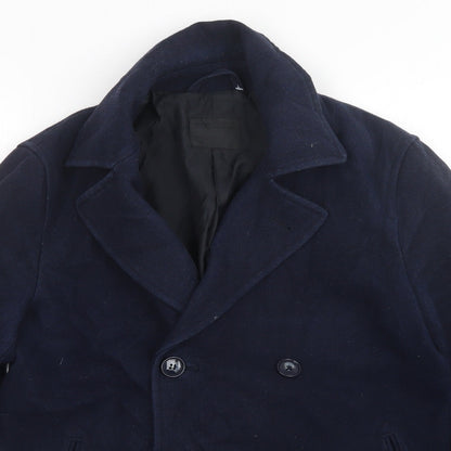 Close-up detail of ASOS women’s blue overcoat coatigan, size S