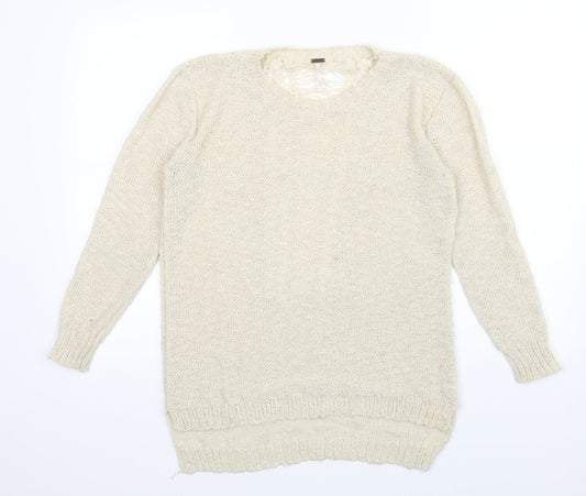 Poof Womens Beige   Pullover Jumper Size S