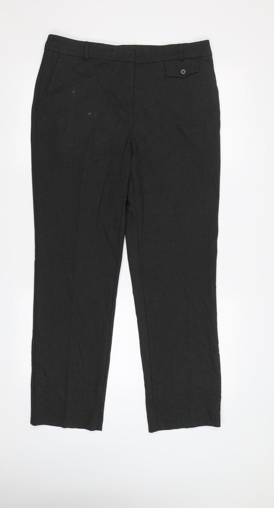 M&S Womens Black Plaid  Trousers  Size 12 L28 in