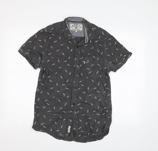 Croxley Mens Grey    Button-Up Size S  - Feather Print