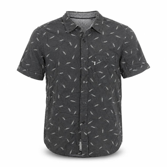 Croxley Mens Grey    Button-Up Size S  - Feather Print