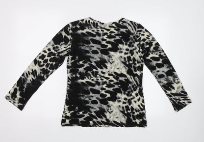 Preloved Alexandra Womens Black Animal Print  Basic Blouse Size 10 - Back