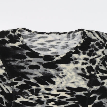 Preloved Alexandra Womens Black Animal Print  Basic Blouse Size 10 - Detail