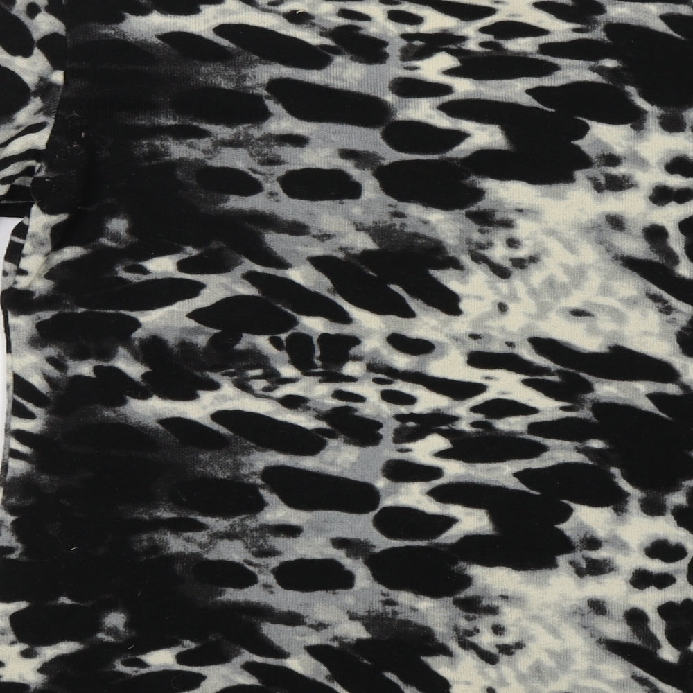 Alexandra Womens Black Animal Print  Basic Blouse Size 10