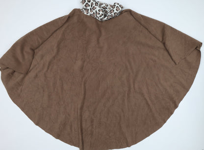 Preworn Womens Brown Animal Print  Parka Poncho One Size
