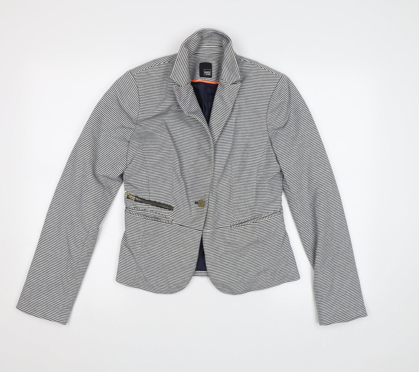 Pimkie Womens Blue Striped  Jacket Blazer Size 12