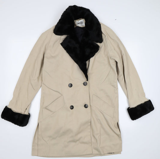 Wallis Womens Beige   Overcoat Coat Size 8