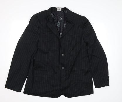 Nick(it) Mens Black Striped  Jacket Blazer Size L