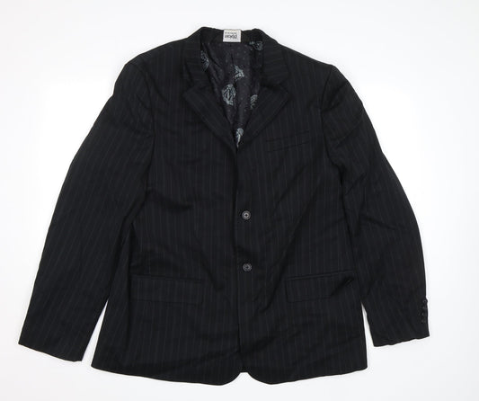Nick(it) Mens Black Striped  Jacket Blazer Size L