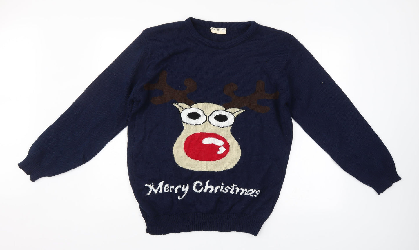 Catch 22 Mens Blue   Pullover Jumper Size L  - christmas jumper