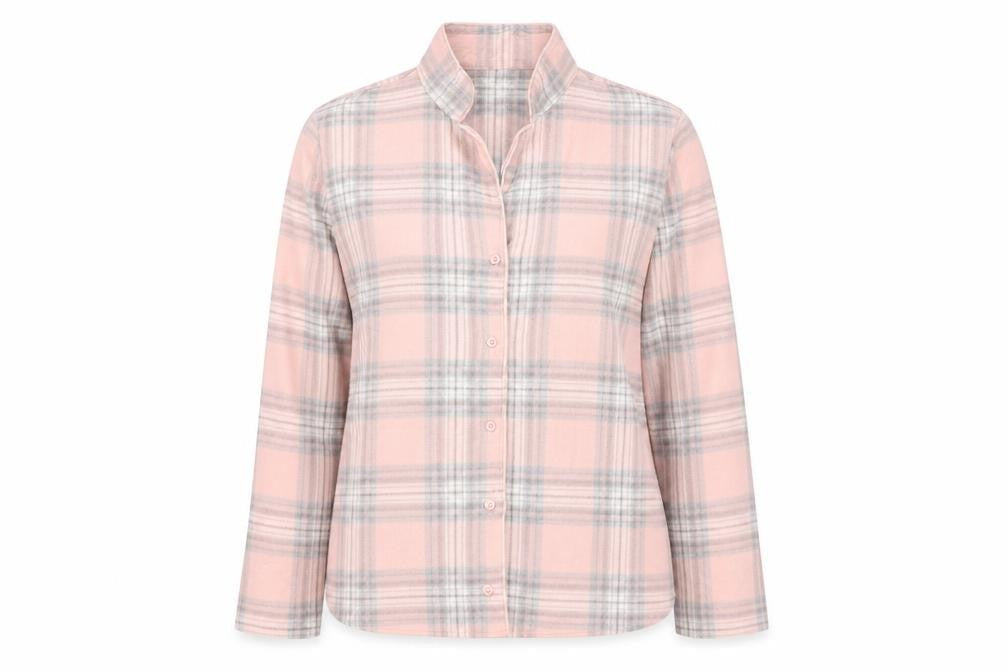Marks & Spencer Womens Pink Check   Pyjama Top Size 12