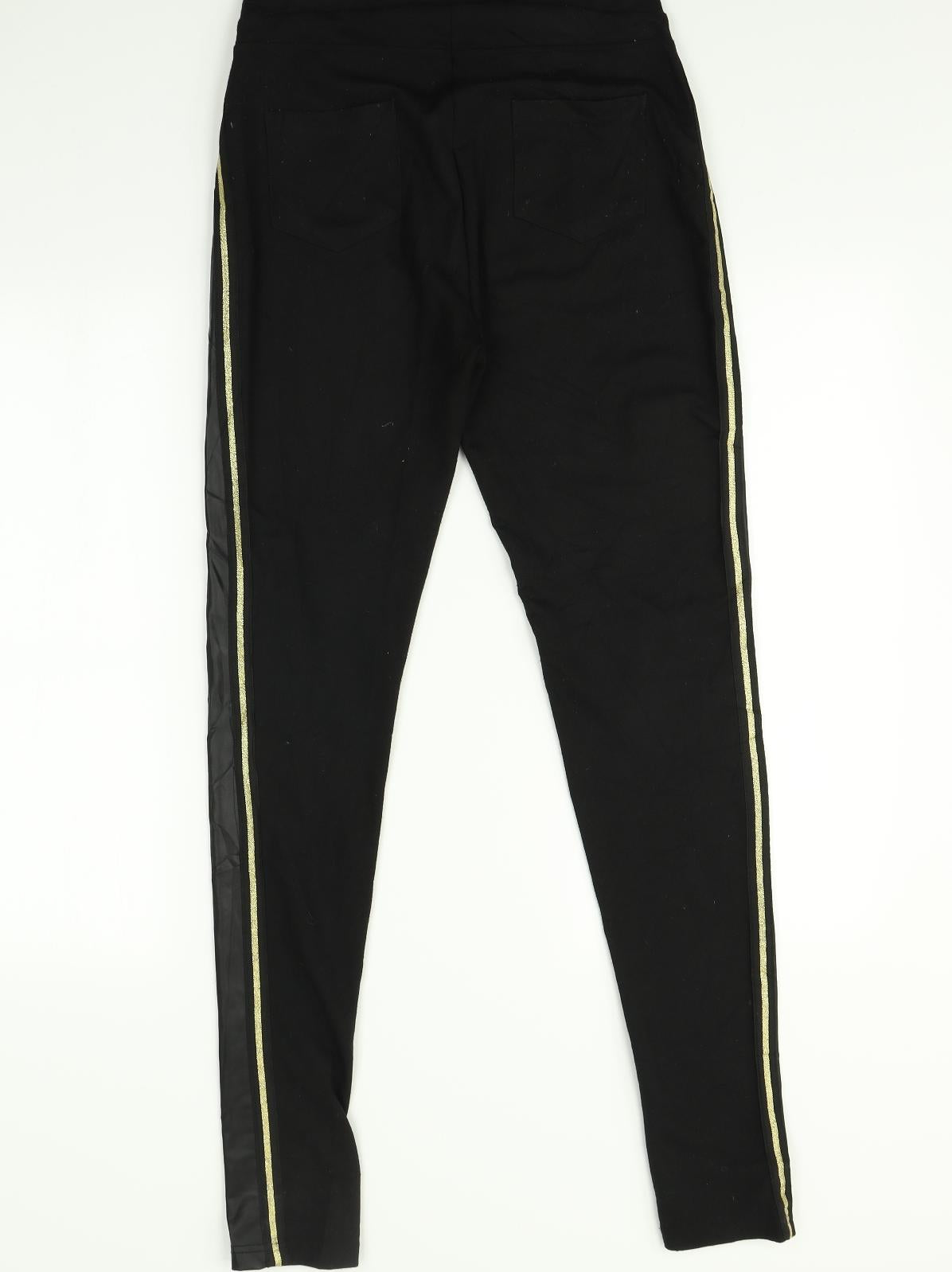 Spirit Womens Black Striped   Leggings Size M L31 in