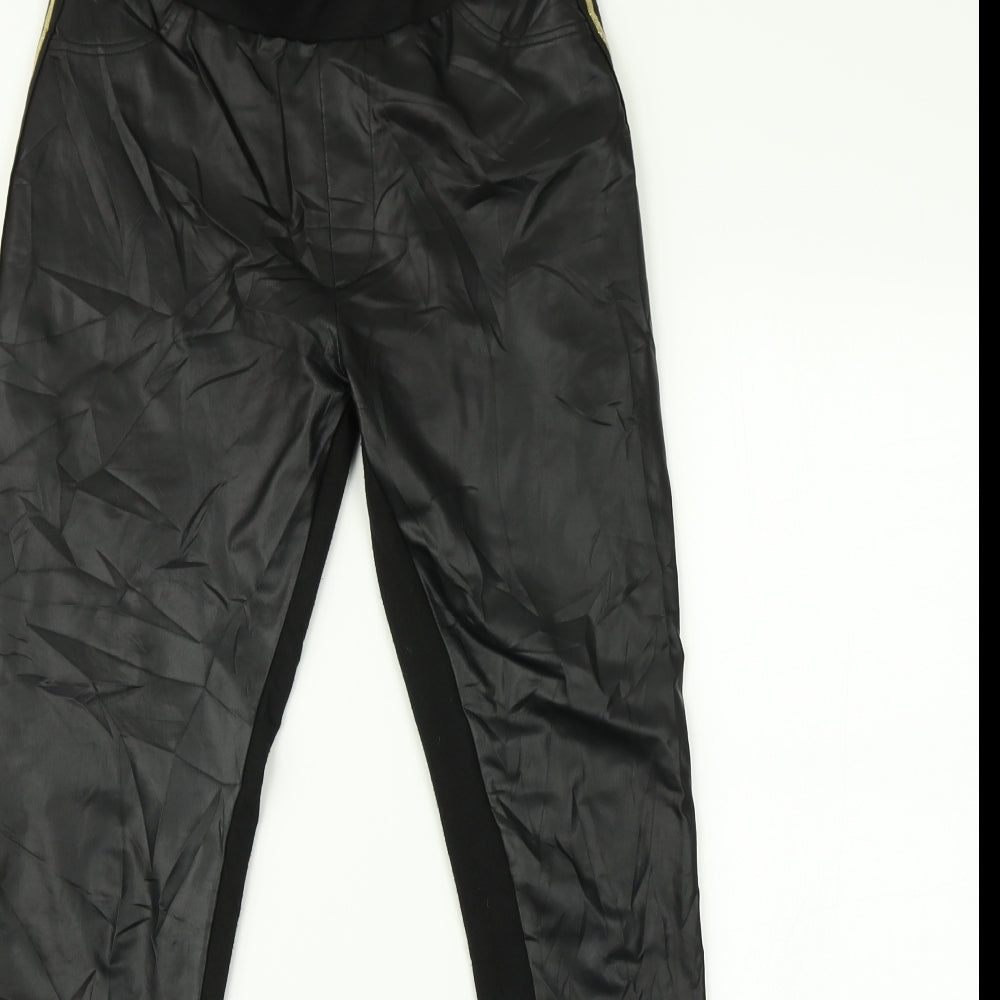 Spirit Womens Black Striped   Leggings Size M L31 in