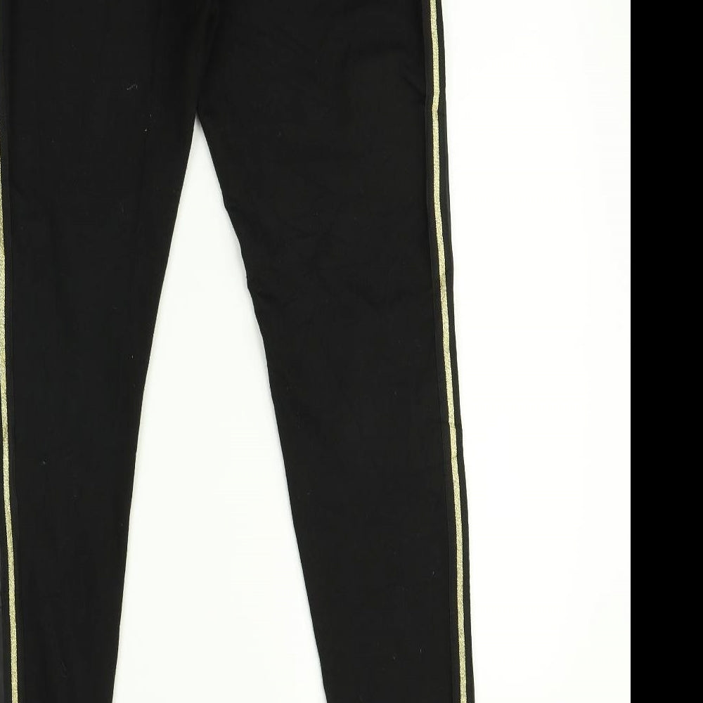 Spirit Womens Black Striped   Leggings Size M L31 in