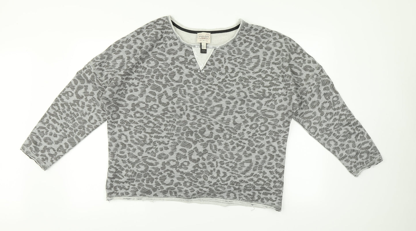 Mango Womens Grey Animal Print   T-Shirt Size 12