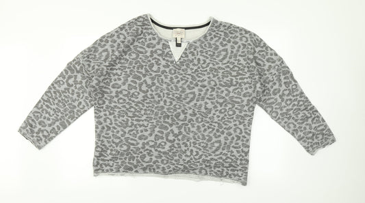 Mango Womens Grey Animal Print   T-Shirt Size 12