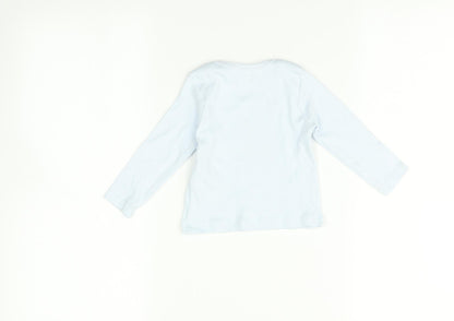 Back view of M&Co Blue Basic T-Shirt, size 3-6, Months - Little brother