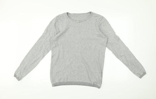 Marks and Spencer Womens Grey Striped  Pullover Jumper Size S