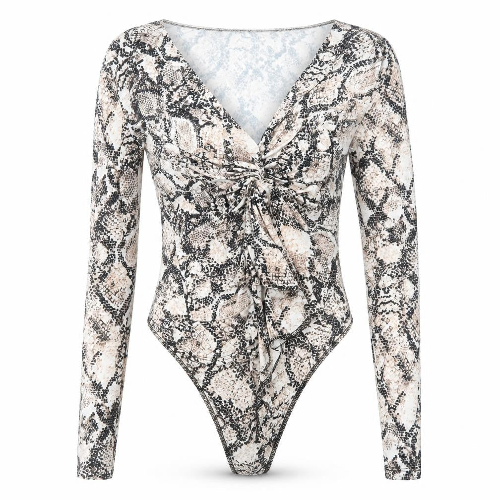 Primark Womens Beige Animal Print  Bodysuit One-Piece Size 6