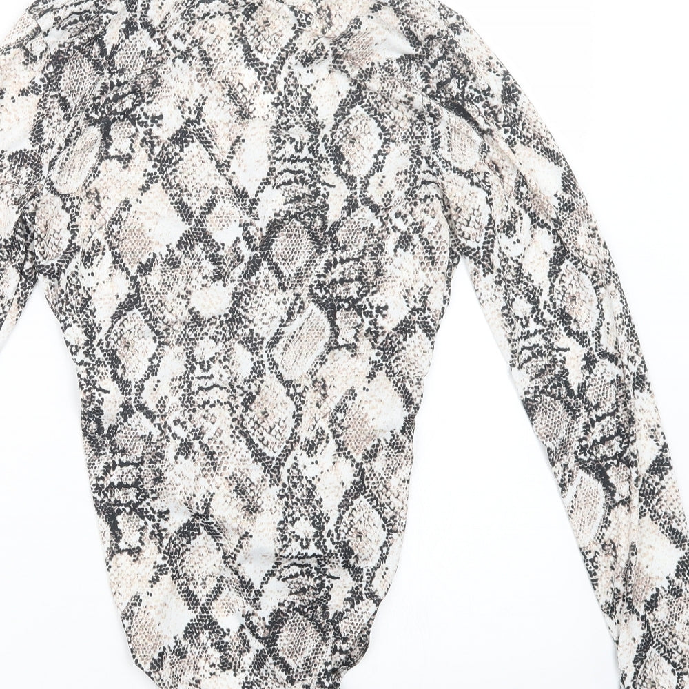 Primark Womens Beige Animal Print  Bodysuit One-Piece Size 6