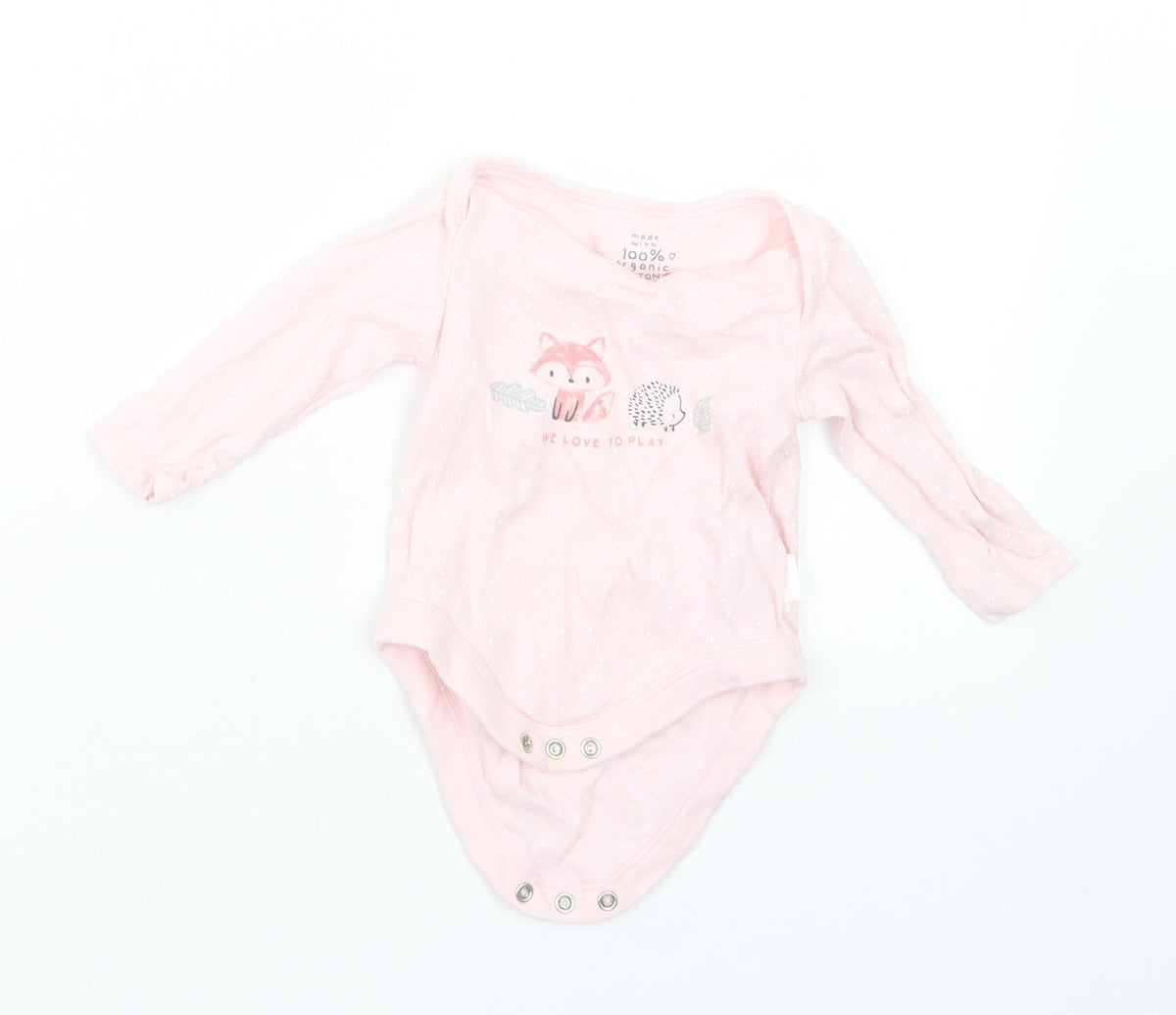F&F Girls Pink Polka Dot  Babygrow One-Piece Size 0-3 Months