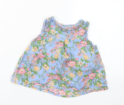 Additional front view of Next girls’ blue fair isle basic t-shirt, size 6-9, months