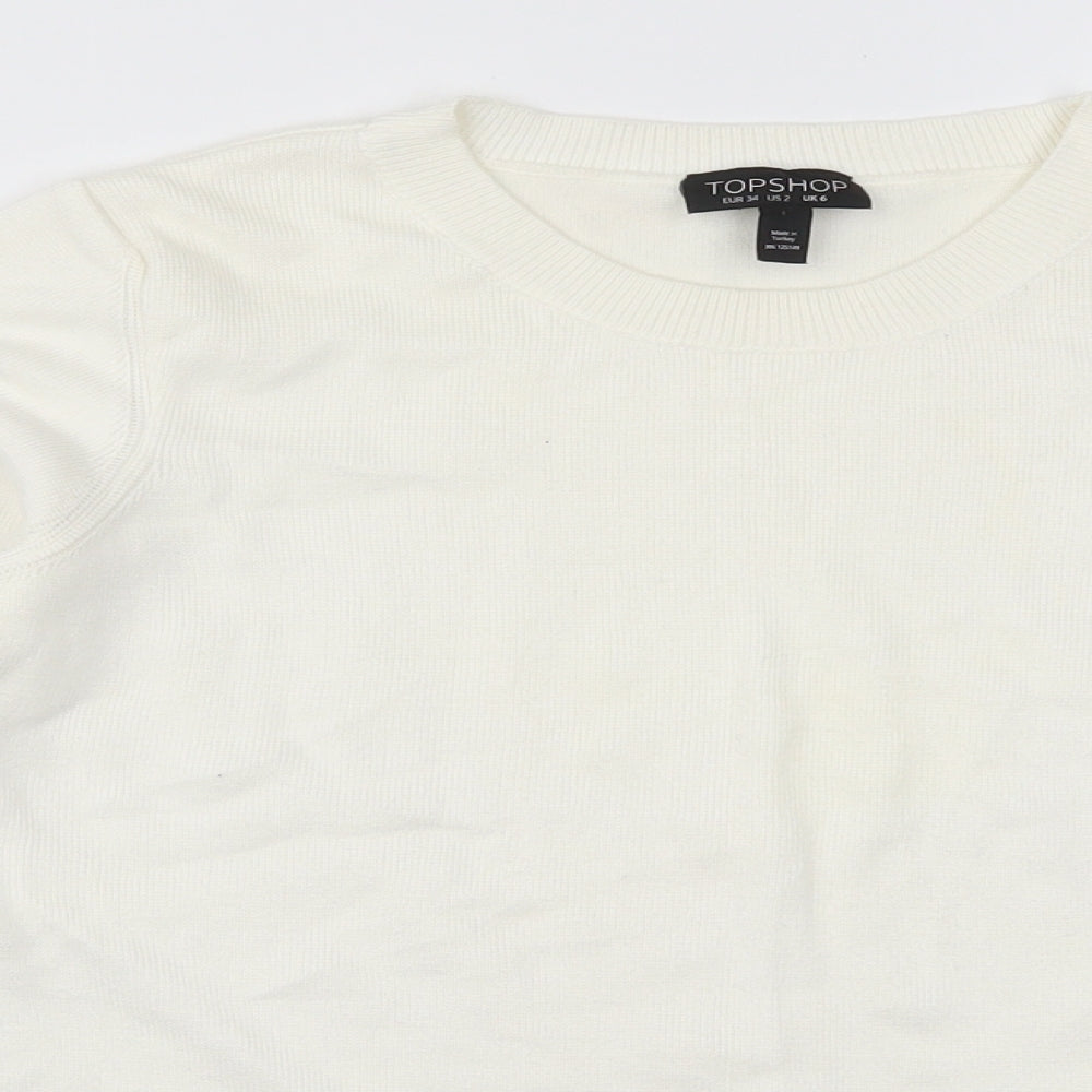 Topshop Womens White  Knit Pullover Jumper Size 6
