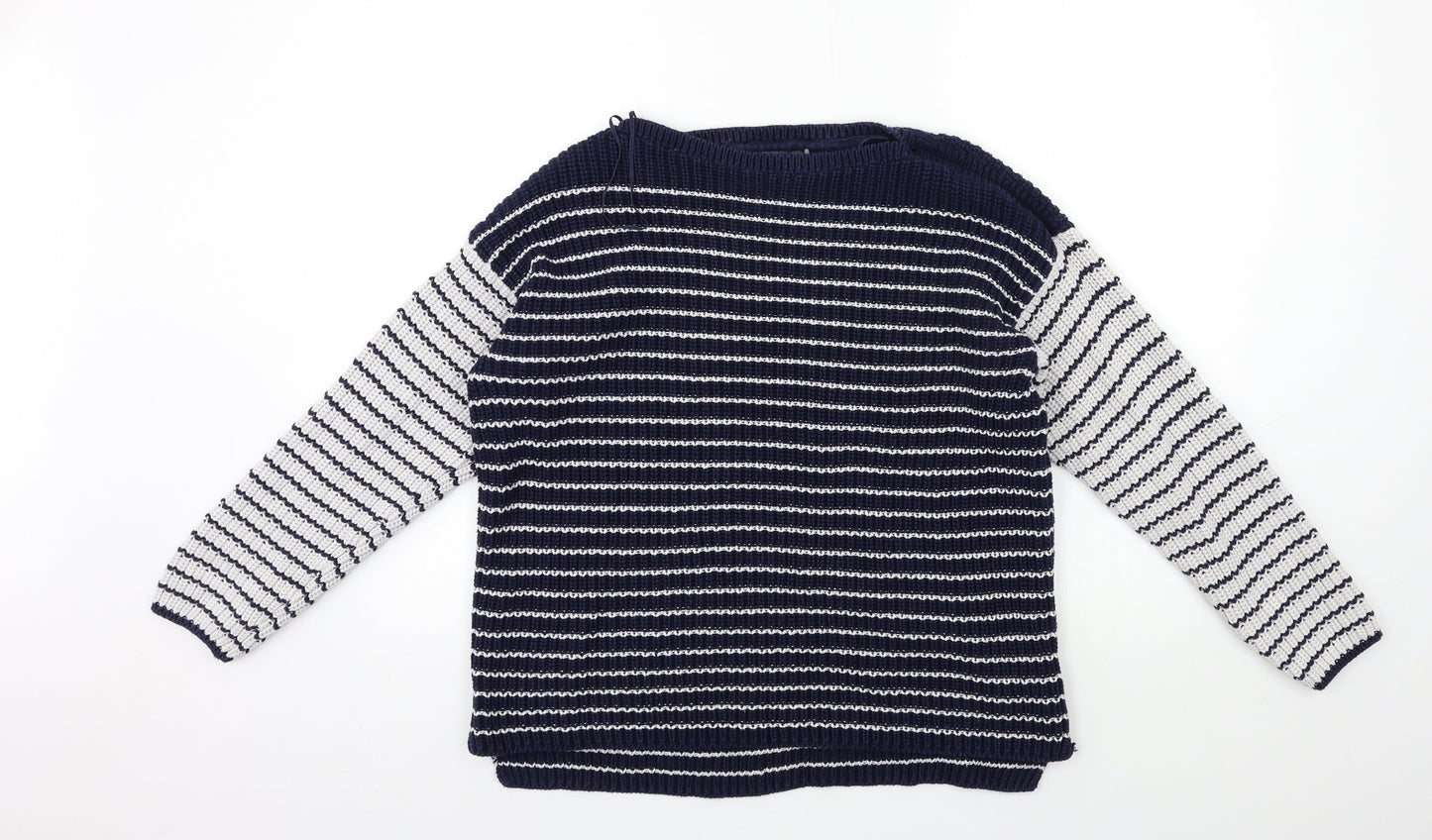 Marks and Spencer Womens Blue Striped Knit Pullover Jumper Size L