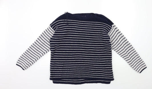 Marks and Spencer Womens Blue Striped Knit Pullover Jumper Size L