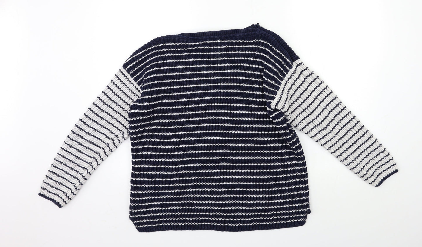 Marks and Spencer Womens Blue Striped Knit Pullover Jumper Size L