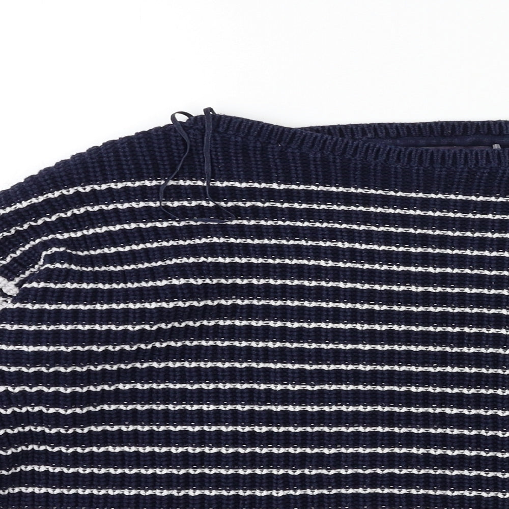 Marks and Spencer Womens Blue Striped Knit Pullover Jumper Size L