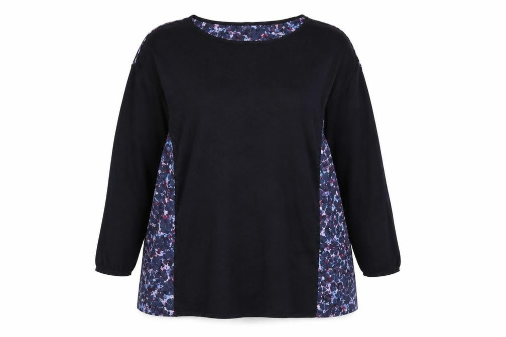 Monsoon Womens Blue Floral  Basic T-Shirt Size 14