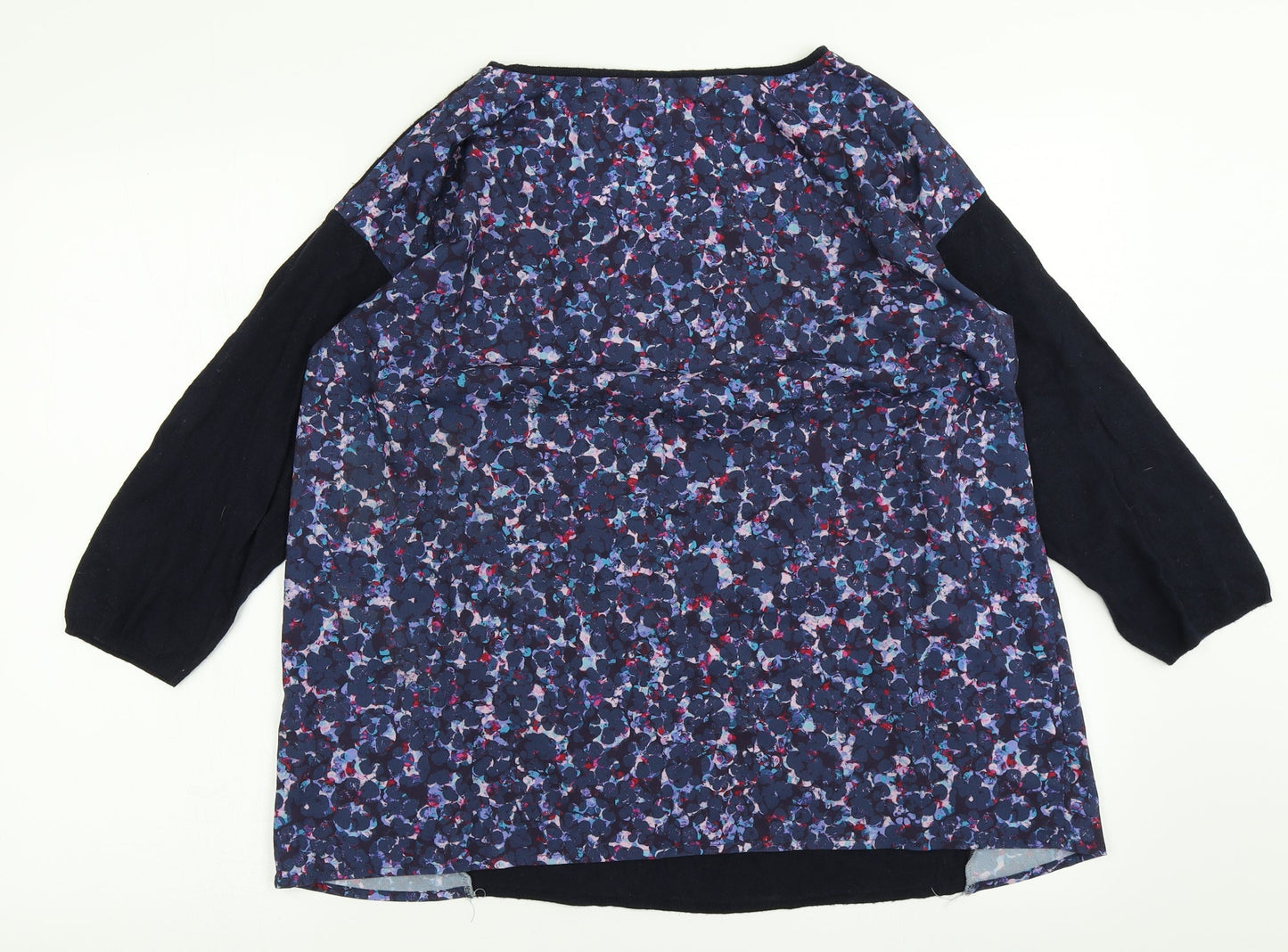 Monsoon Womens Blue Floral  Basic T-Shirt Size 14