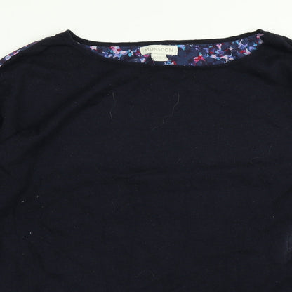 Monsoon Womens Blue Floral  Basic T-Shirt Size 14