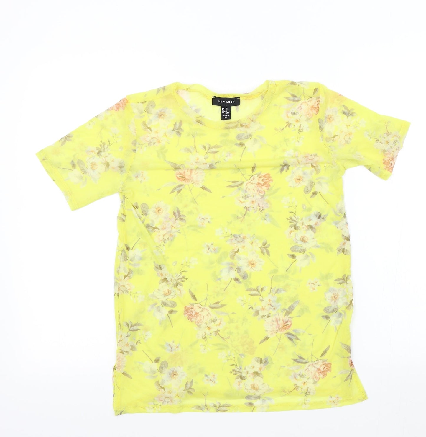 Dorothy Perkins Womens Yellow Floral  Basic T-Shirt Size 6