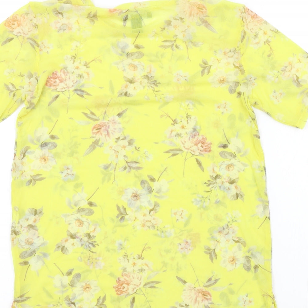 Dorothy Perkins Womens Yellow Floral  Basic T-Shirt Size 6