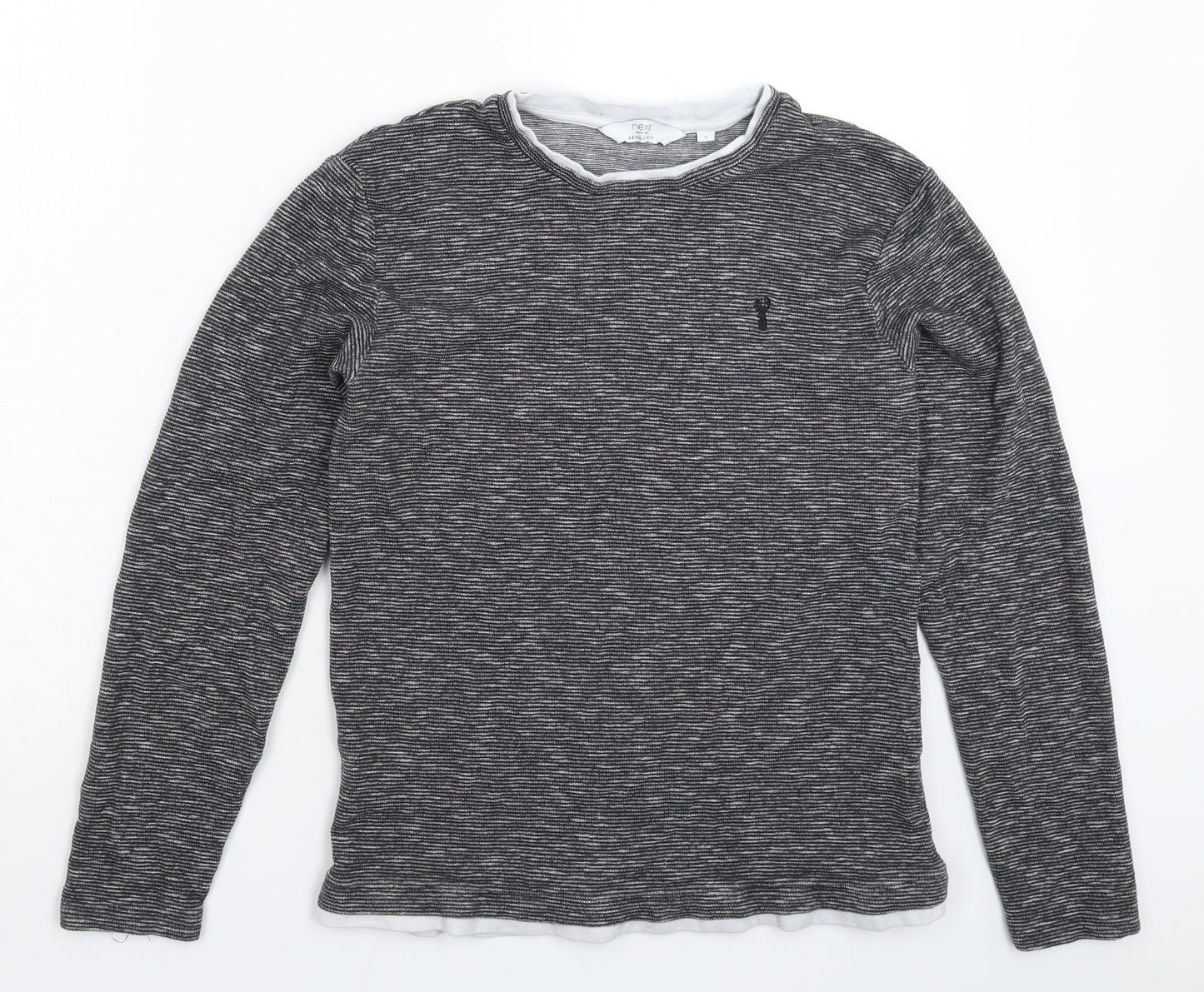 NEXT Mens Grey Striped  Pullover Sweatshirt Size S