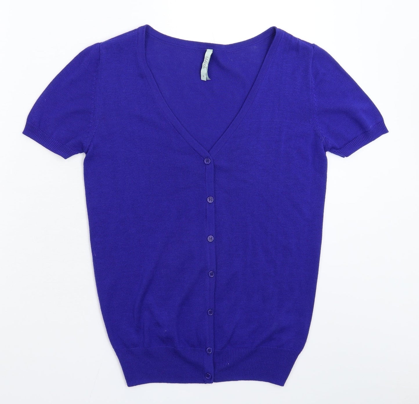 Maya Womens Blue  Knit Cardigan Jumper Size S