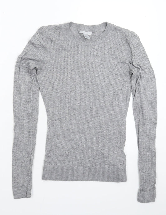 H&M Womens Grey  Knit Pullover Jumper Size XS