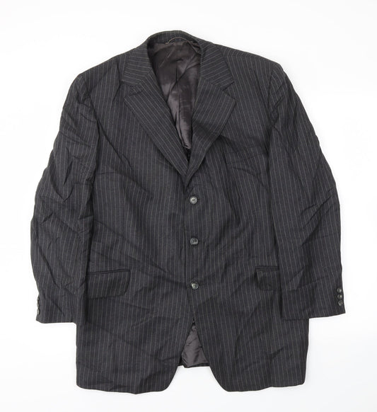 Preworn Mens Grey Striped  Jacket Blazer Size 42