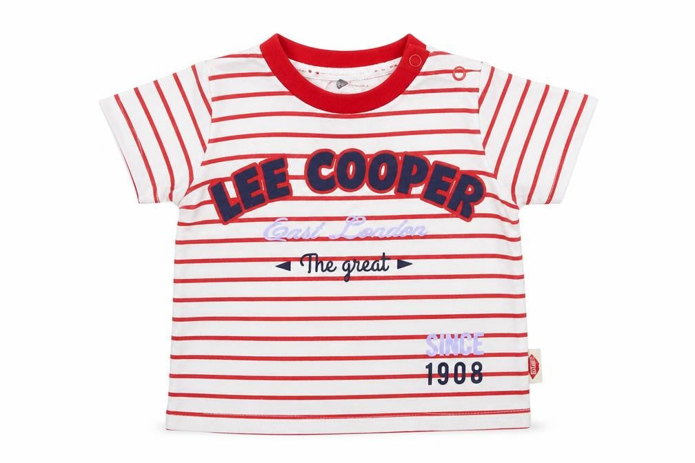 Lee Cooper Boys White Striped  Basic T-Shirt Size 3-6 Months